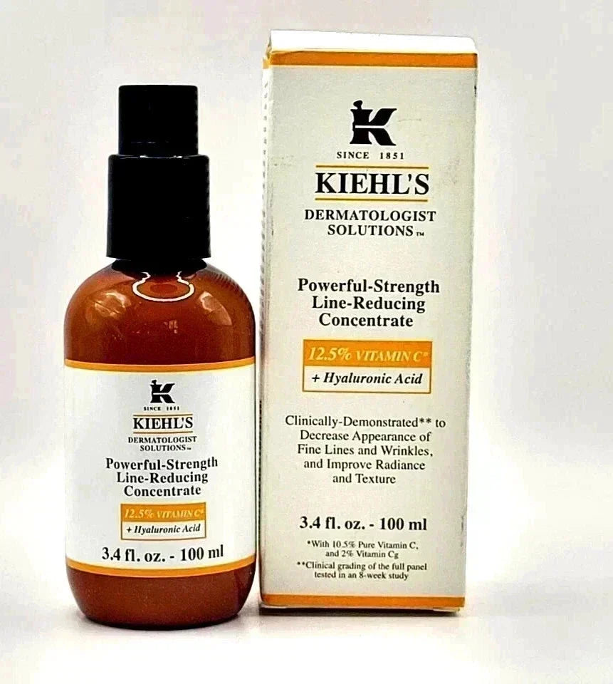 KIEHL'S Powerful Strength Line Reducing Concentrate Hyaluronic 3.4 oz new Fit And Glow